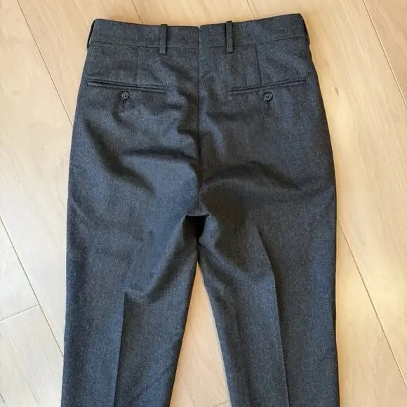 Epaulet Wool Pants 27 Charcoal Gray Made in USA Brooklyn NYC Dress Minimalist